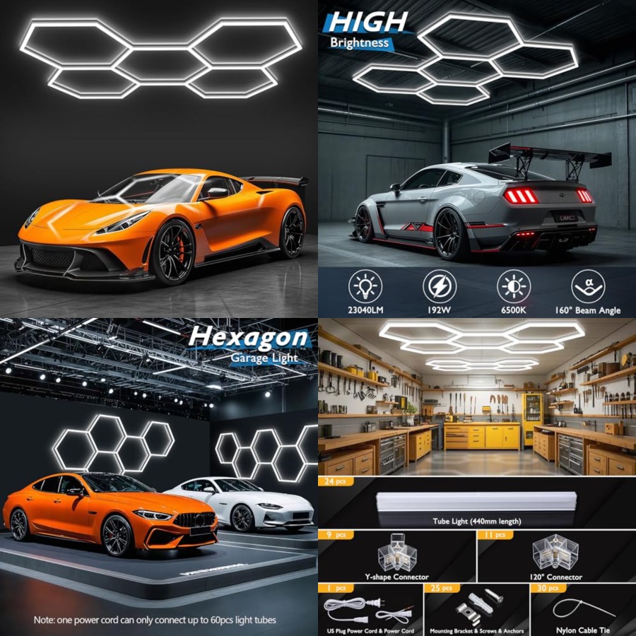Car Led Light - Sześciokątne lampy garażowe, LED-owe lampy o